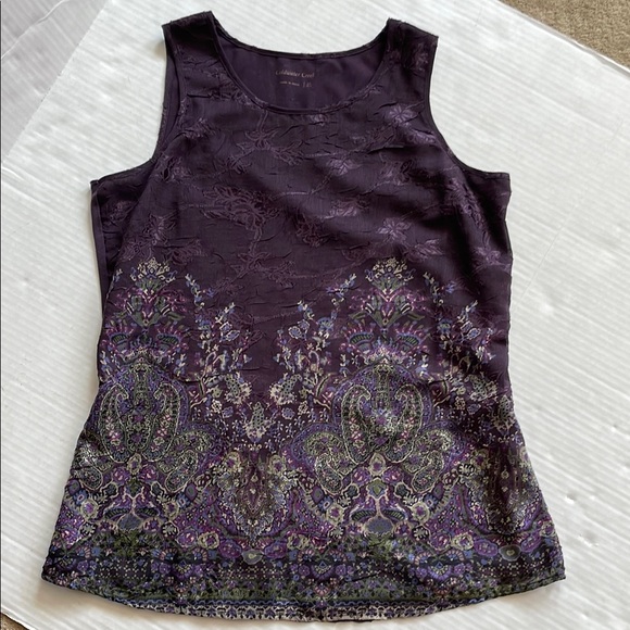 Coldwater Creek Purple Tank Top with Floral Embellishments - Picture 1 of 5